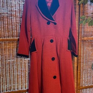Trashy Diva Fontaine Coat Dress Red Rayon Velvet Size 12